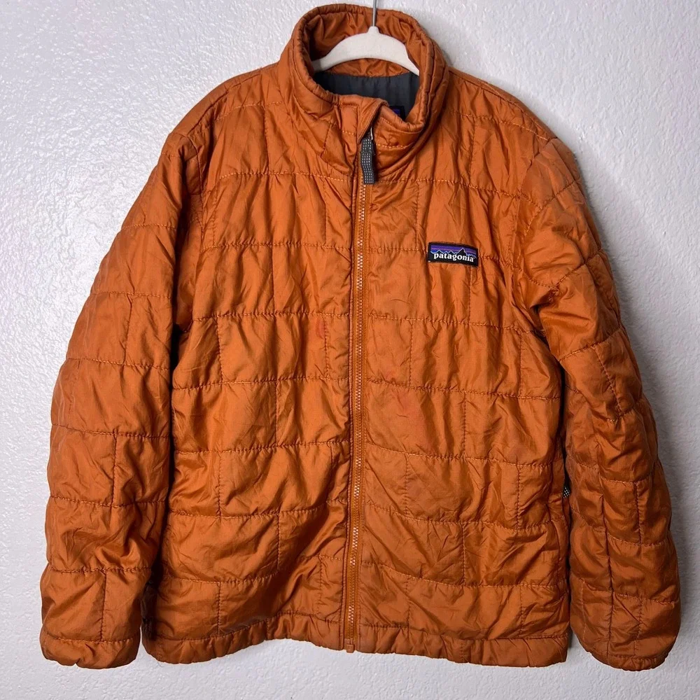 Patagonia Kids Nano Puff Insulated Puffer Jacket Burnt Orange Full Zip